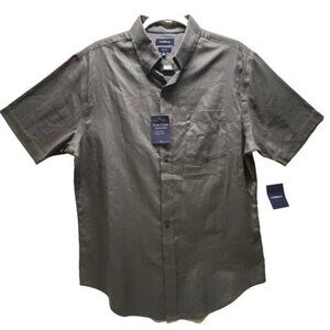 Croft & Barrow Men's Wovens Button Down Medium Gray Tonal Castlerock Shirt NWT